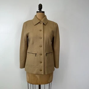 Talbots Jacket Women PP Petite Alpaca Wool Button Up Beige Pocket Coat Cruise + - Picture 1 of 14