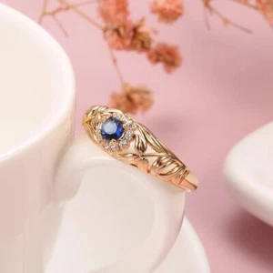 Eleganter Luxus Ring 585 RG Rotgold Rosegold Saphir blauen Zirkon 59 (18,8 mm Ø) - Bild 1 von 5