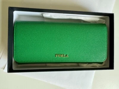 Furla large Genuine Leather Babylon Continental Wallet Purse Color: Emerald 033 - Image 1 of 4