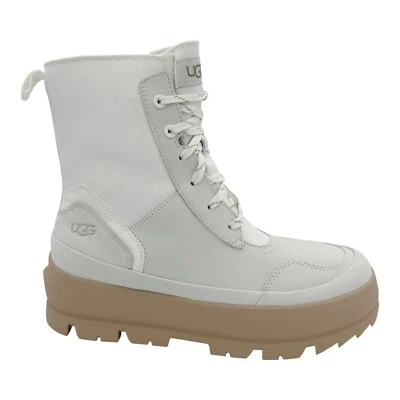 BOTA UGG THE UGG LUG CUERO BLANCO BRILLANTE PIEL DE OVEJA MUJER EE. UU. TALLA 8 Foto 1 de 4