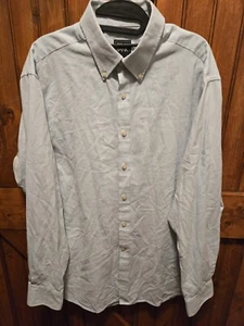 Jos A Bank Shirt Mens Large Blue Linen Travel Tech Business Casual Preppy - Picture 1 of 9