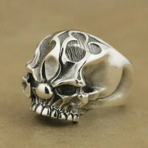 Joker Totenkopf 925 Sterling Silber Biker Ring Herren Punk Schmuck TA78D US 7~15 BZ - Bild 1 von 29