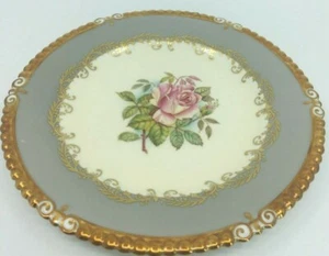 Aynsley Signed S. Bentley Lunch Plate Grey 7913 Gold Trim GORGEOUS RARE 8" - Picture 1 of 5
