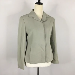 SALVATORE FERRAGAMO Italy Taupe/Beige Hidden Button Blazer Jacket Womens sz 8 - Picture 1 of 9
