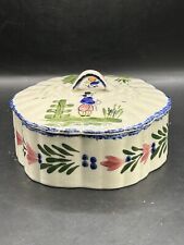 Round Scalloped French Peasant Candy Box & Lid Blue Ridge China Hand Painted USA