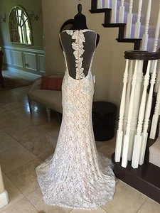 $790 NUEVO SIN ETIQUETAS MARFIL/DESNUDO JOVANI GRADUACIÓN/CONCURSO/FORMAL/VESTIDO DE BODA #89408 TALLA 4 - Imagen 1 de 5