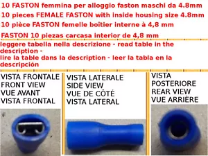 10 PCS TERMINALE CAPICORDA FASTON PREISOLATI FEMMINA INTERNO 4.8MM COME TABELLA - Picture 1 of 1