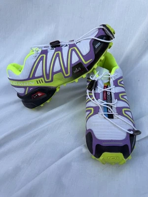 Salomon Speedcross 3 Womens Trail Running Shoes Size 6.5 Purple Lime Quicklace - Image 1 of 4