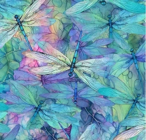 Timeless Treasures Dragonfly Illusion Rainbow Dragonflies Cotton Fabric by Yard - Picture 1 of 2
