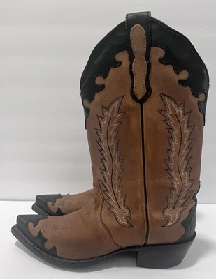 Women’s Nocona Vaquero Leather Cowboy Boots Style L5016 Brown/Black Size-6.5 - Image 1 of 4