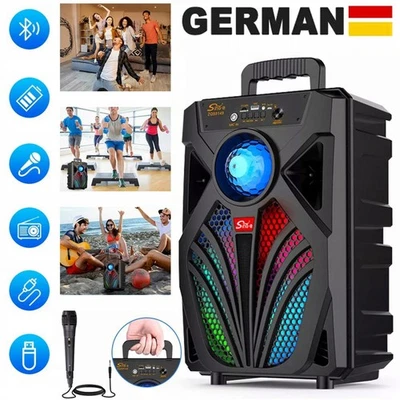 2000 W! Altoparlante Bluetooth portatile stereo subwoofer cassa musicale radio e microfono - Immagine 1 di 4