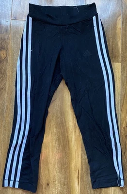 adidas Optime Training Leggings Womens Small Black Logo Clima365 High Waisted - Image 1 of 4