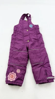 Pantalones babero de nieve Hanna Andersson niñas 100 paneles florales aislados púrpura hasta la rodilla Foto 1 de 4
