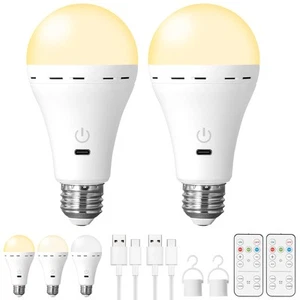 2Packs Magic Rechargeable Light Bulbs with Remote Control, E26 Cordless Batte... - Picture 1 of 7