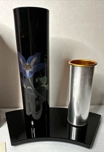 Japan 3-teiliges Set Kaga Modern Maki-e "Vier Jahreszeiten" Blumenvase/Display NOS - Bild 1 von 21