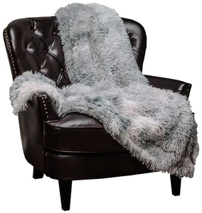 Faux Long Fur Throw Blanket Soft Fuzzy Throw Blanket for Bed or Couch 50x - Picture 1 of 6