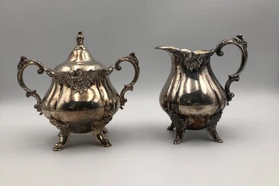 Juego de platos de plata barrocos vintage Wallace #283 azucarero y crema #284 Foto 1 de 4