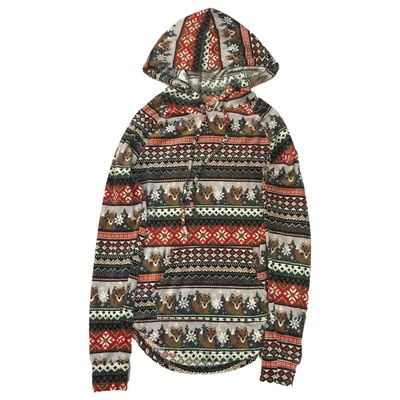 Womens Jr Lightweight Velour Fox Print Christmas Hoodie Sweatshirt - Image 1 of 2