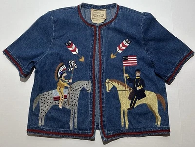 Raro Denim Doble D Rancho Bordado a Mano Cuentas Indio y Colonial Mediano Usado en Excelente Condición Foto 1 de 4