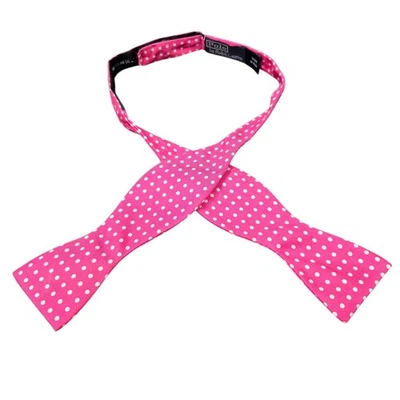 Polo Ralph Lauren Men's 100% Silk Bow Tie Adjustable Pink White Polka Dot ITALY - Image 1 of 4
