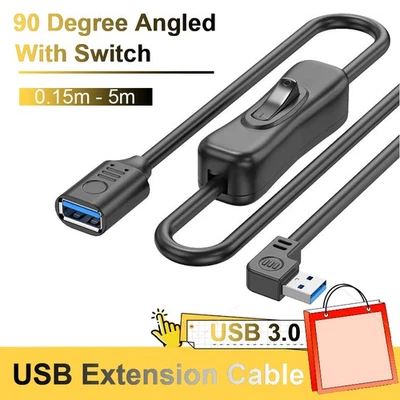 USB 3.0 Extension Cable Lead With Switch Male to Female High Speed Data Lead - Image 1 of 4