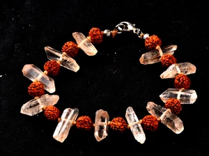 Himalayan miniature crystals with rudraksha pious combination  bracelet  #7905 - Picture 1 of 5