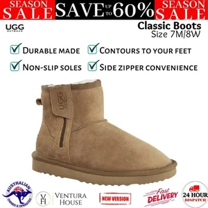 UGG Outback Premium Australian Sheepskin Zip Classic Boot Footwear Size 7M/8W US - Picture 1 of 12