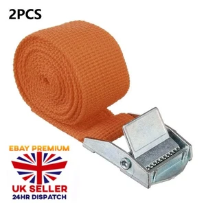 Blackspur Heavy Duty 2pc Adjustable Orange Strap With Metal Buckle 25mm x 2m - Picture 1 of 8