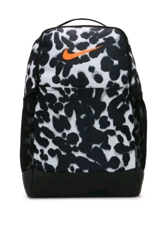 Nike Brasilia Backpack Dalmatian Aurora Black White Polka Dot Orange FN1357-077
