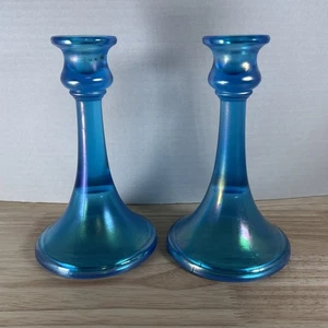 Northwood Kerzenhalter Himmelblau Stretch Glas 7" Regenbogen Glanz - Bild 1 von 11