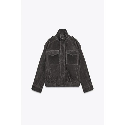 CHAQUETA DE CUERO GAMUZA ZARA Foto 1 de 4