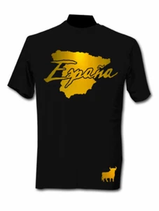 T-Shirt Espagne Noir et Or Métallisé - Imagen 1 de 1