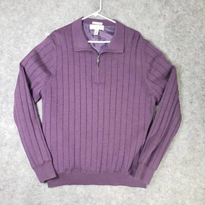 Fairway and Greene Sweater Mens Large Italian Merino Wool Golf Logo 1/4 Zip - Picture 1 of 10