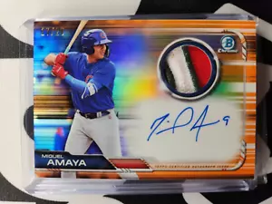 2019 Bowman Chrome Miguel Amaya Orange Refractor 3 Color Patch Auto /25 BCAR-MA - Picture 1 of 2