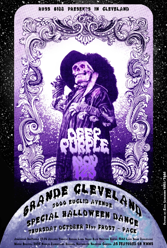 DEEP PURPLE 1968 GRANDE CLEVELAND Grande Ballroom Artist Carl Lundgren - Image 1 of 1