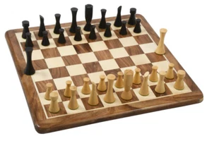 Combo de piezas de ajedrez de la serie minimalista en ébano y madera de boj con tablero de ajedrez - Imagen 1 de 12