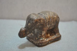 Original Old Antique Hand Carved Sand Stone Elephant Figurine - Picture 1 of 5