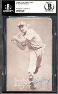 Johnny Mize Beckett BAS Signed 1939-46 Exhibits Salutation LR Rookie Autograph - Image 1 of 2