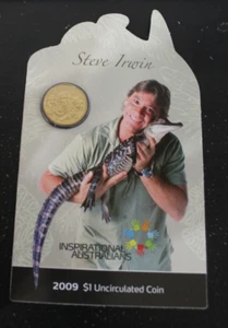 2009 STEVE IRWIN INSPIRATIONAL AUSTRALIANS $1 UNC RAM COIN CARD - FREE AU POST - Foto 1 di 1
