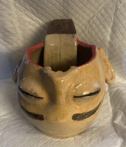 Volkskunst Keramik Gesicht Krug Krug/Übertopf signiert - Bild 1 von 21