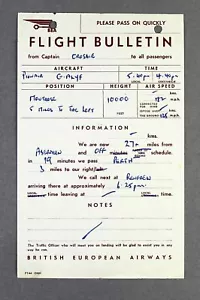 BEA BRITISH EUROPEAN AIRWAYS AIRLINE FLIGHT BULLETIN DOUGLAS DC-3 PIONAIR G-ALYF - Picture 1 of 2