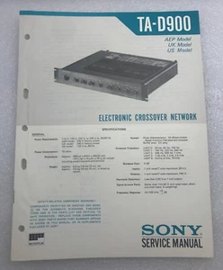Original OEM Sony TA-D900 Service Repair Manual Electronic Crossover Network - Picture 1 of 3