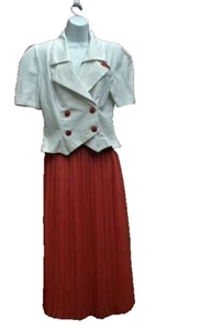 Maggie Boutique 2-Piece Double Breasted Vintage Red & White Polka Dot Outfit 8 - Picture 1 of 6
