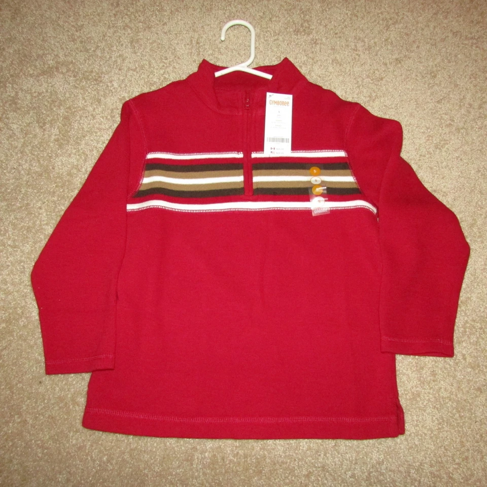 Chicos Gymboree Rojo Marrón Tostado Acanalado Punto Camisa Sudadera Suéter Nuevo con Etiquetas Vacaciones 5 Foto 1 de 4