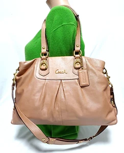 COACH ASHLEY COPPER METALLIC LEATHER CARRYALL SATCHEL SHOULDER HANDBAG F15513 - Picture 1 of 19