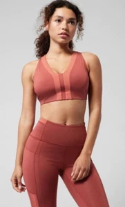 ATHLETA Allyson Felix LEGEND V Neck BRA D DD Size US XXS Muted Red L7 - Picture 1 of 5