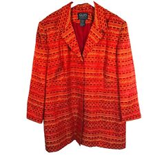 Vintage CLIO Womens Plus Jacket Blazer 28W Boho Orange Funky Vibrant
