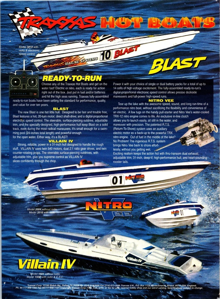 Traxxas Nitro Vee RC Boat Model 3510 RTR Print Ad Ephemera Villain IV - Image 1 of 1