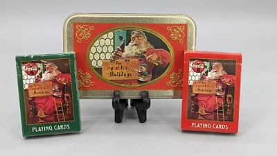 Coca Cola 1998 Coke Limited Edition Santa Nostalgia Playing Cards in Tin 2 Decks - Image 1 of 4