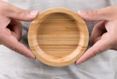 Japanese-style Handmade Bamboo Round Plate Tray Natural Solid Wood Tray - Image 1 of 2